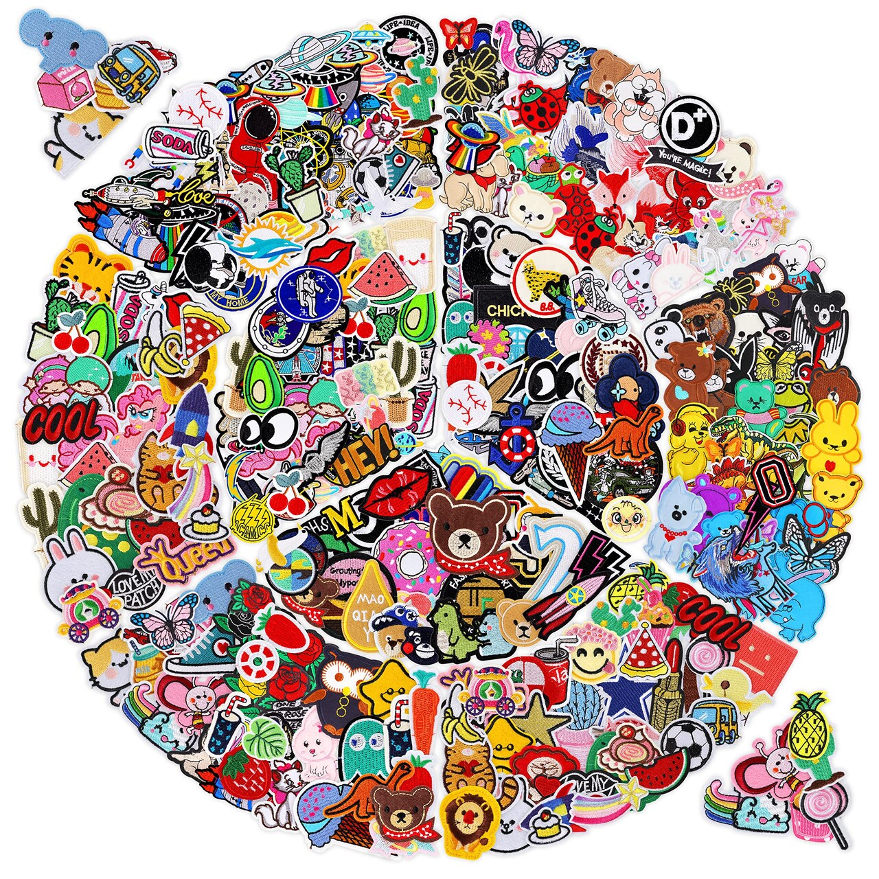 Iron on Patches for Clothing: 100Pcs Random Assorted Styles Funny Patch Repair Embroidered Appliques for Clothes Sew on/Iron on Jackets Backpacks Hat Dress Fabric for DIY Accessories
